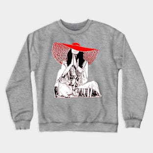 temple vibes serenity meditative pose fashionable hat moments Crewneck Sweatshirt